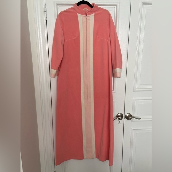Vanity Fair Vintage Retro Fleece Pink & Cream Stripe Comfy Soft House Robe 70’s - Picture 15 of 15
